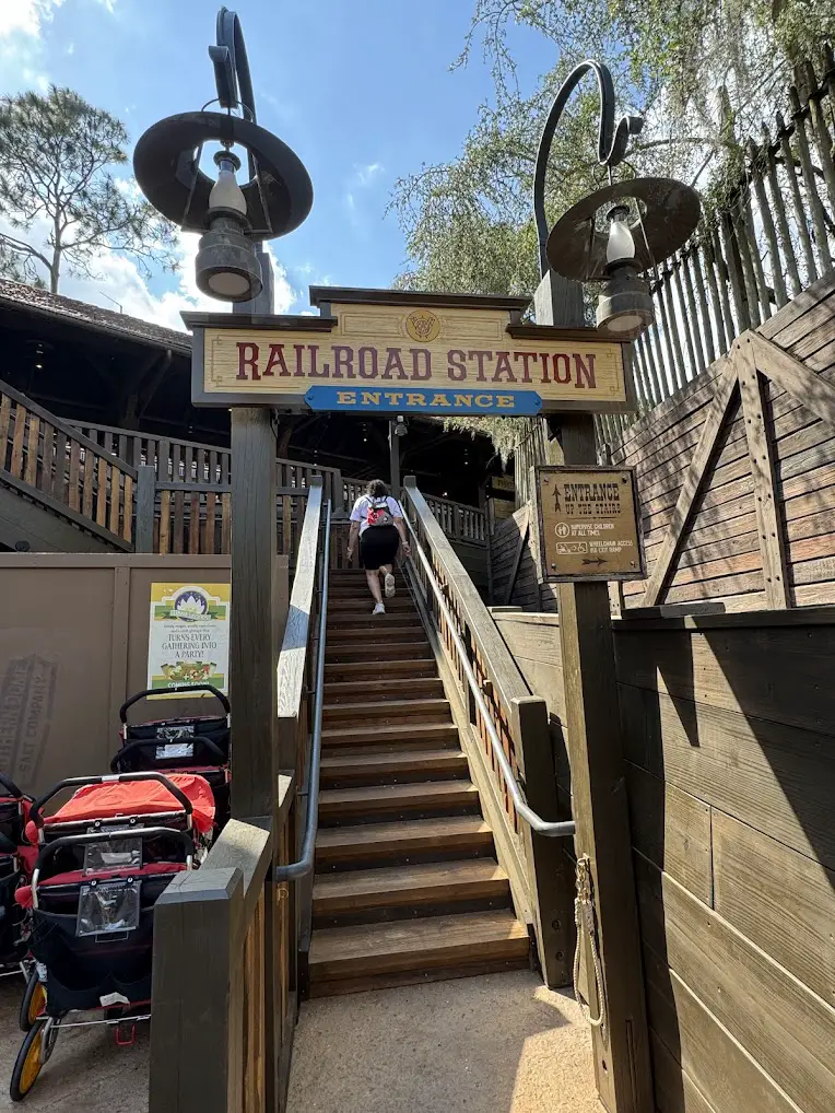 Frontierland Train Station Stairs Reopen as Construction Continues for Tiana’s Bayou Adventure