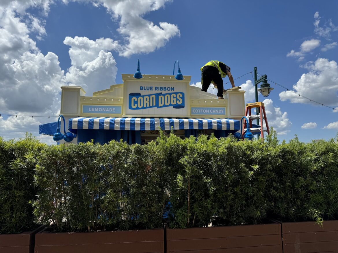 Signage Visible for Blue Ribbon Corn Dogs in Disney’s Boardwalk