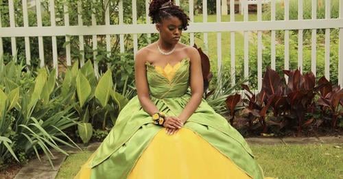 High School Senior Designs her own Princess and the Frog Inspired Prom Dress