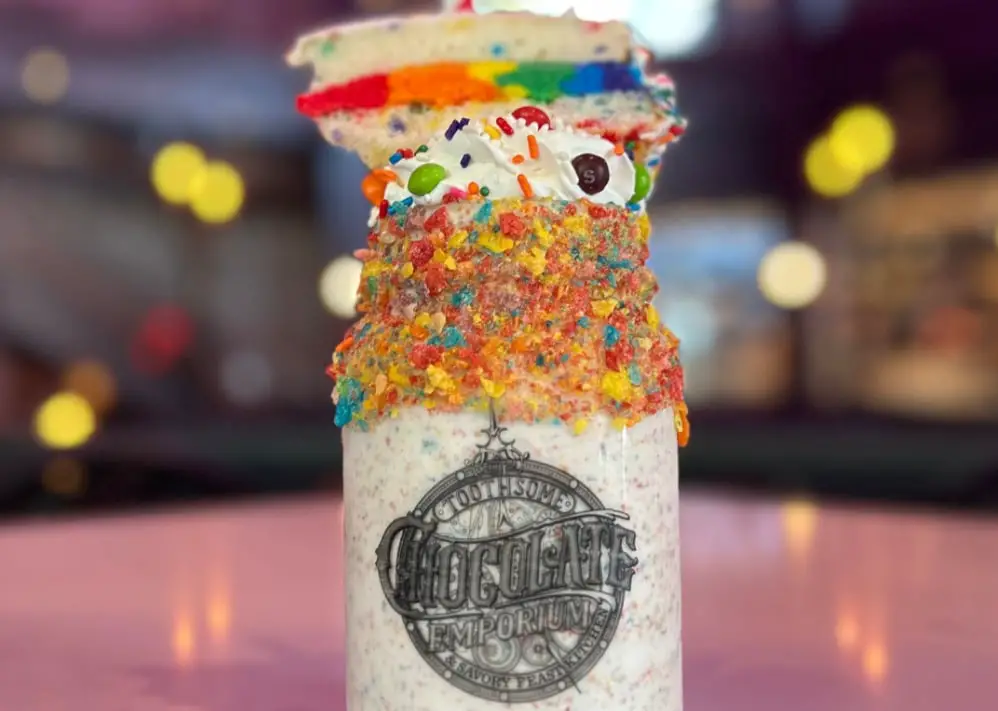 Celebrate the month with this limited-time Pride milkshake at Toothsome Chocolate Emporium
