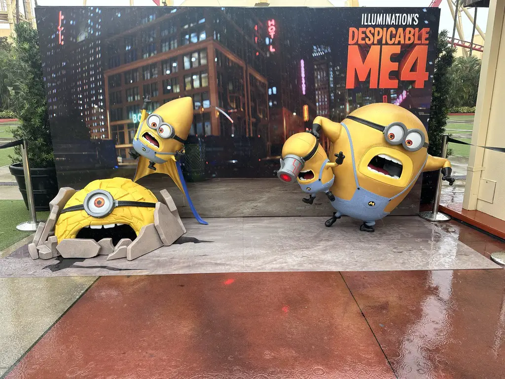 New Despicable Me 4 Minion Display Advertising the Movie Up now in Universal Studios