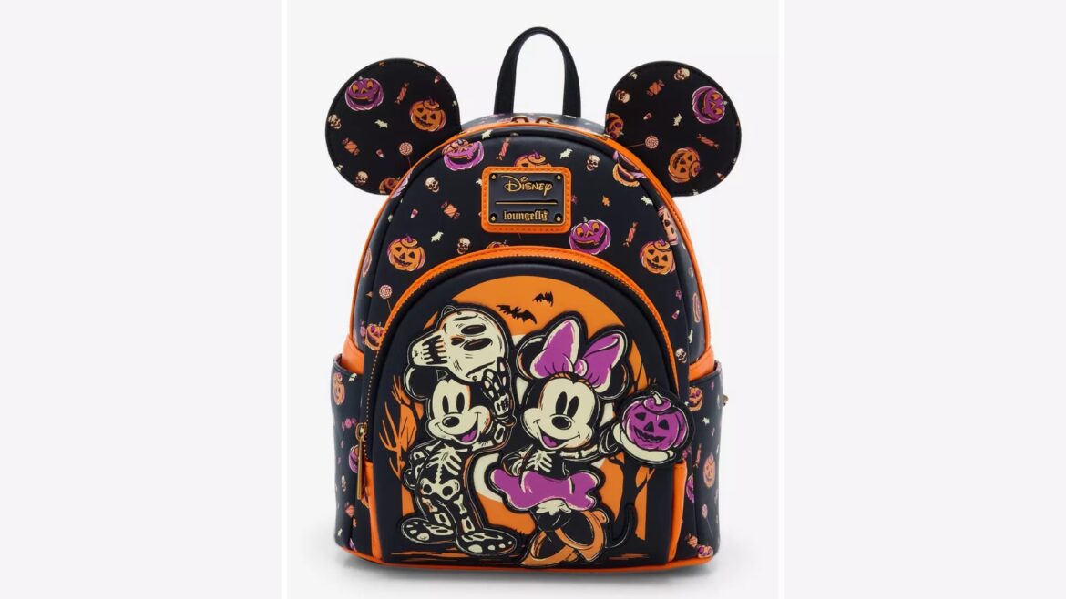 Get Spooky with Mickey and Minnie Skeleton Glow in the Dark Backpack from Loungefly!