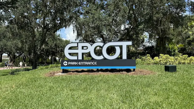 New Epcot Entrance Sign Installed near Bus Stop