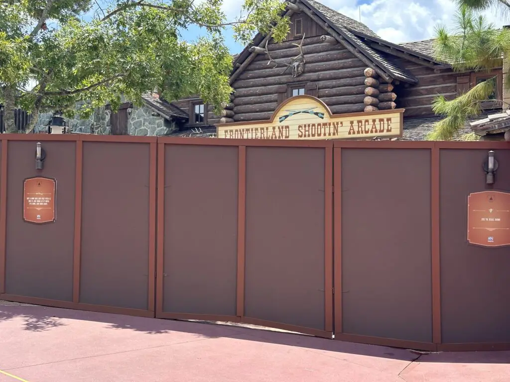 Construction Walls Up Around Former Frontierland Shootin’ Arcade in the Magic Kingdom