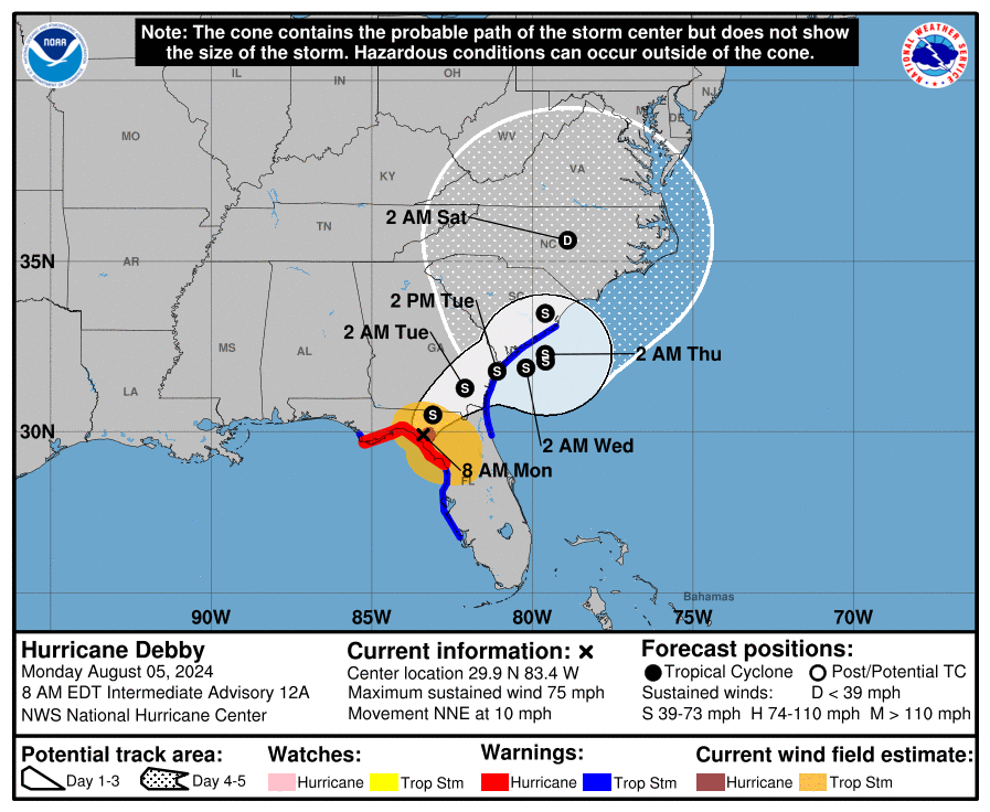 Hurricane Debby Makes Landfall in Florida, Threatening Widespread Flooding