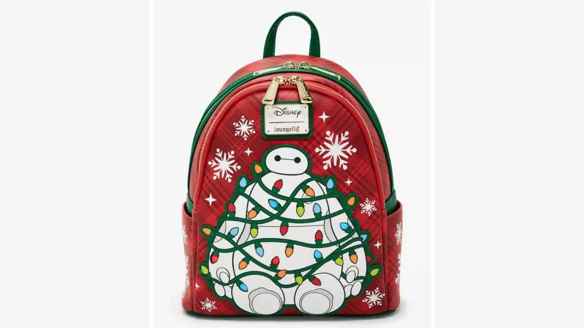 Light Up the Holidays with the Baymax Holiday Plaid Light-Up Mini Backpack!