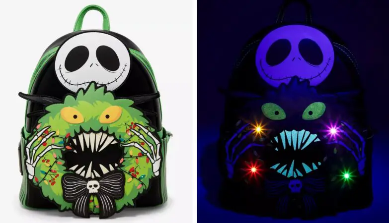 Jack Skellington Wreath Glow in The Dark Loungefly Backpack