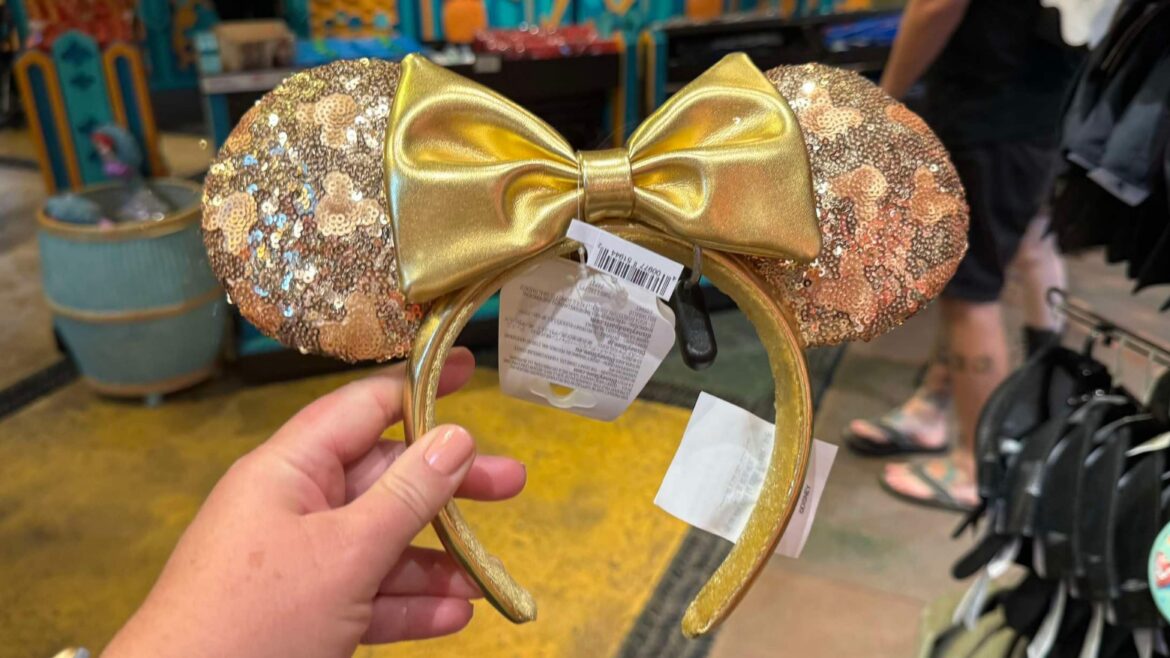 Minnie Mouse Gold Sequin Ear Headband Shimmers at Animal Kingdom