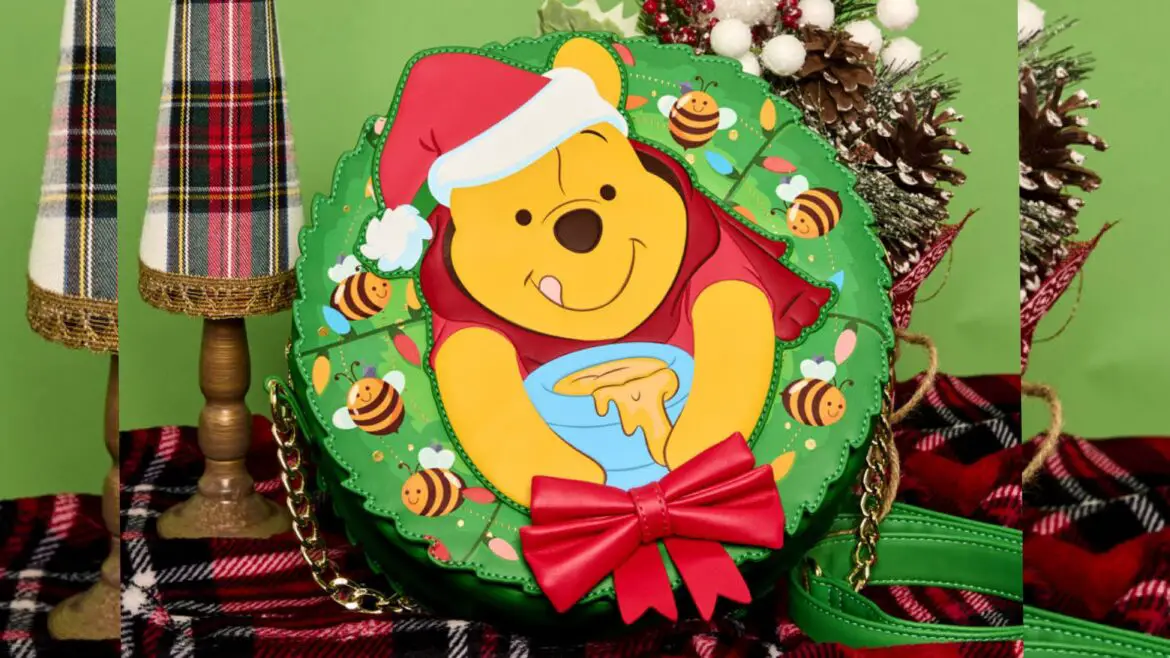 Dress for the Season with the Adorable Winnie the Pooh Stuck in Wreath Glow Crossbody Bag by Loungefly!