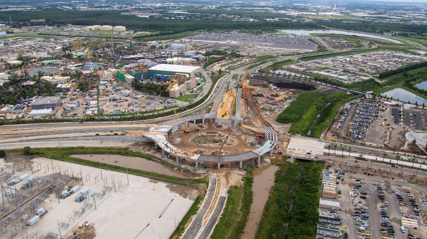 Universal Orlando's New Raised Traffic Circle Takes Shape Near Epic Universe bio reconstruct