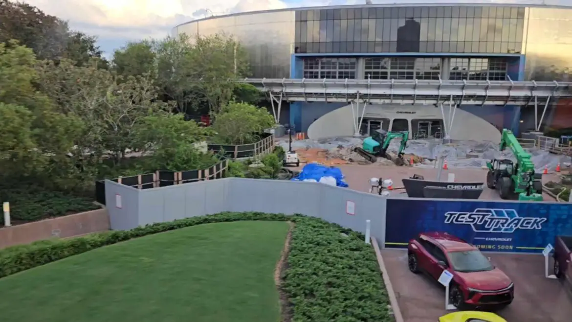 Sidewalk Outside Test Track Demolished for Refurbishment