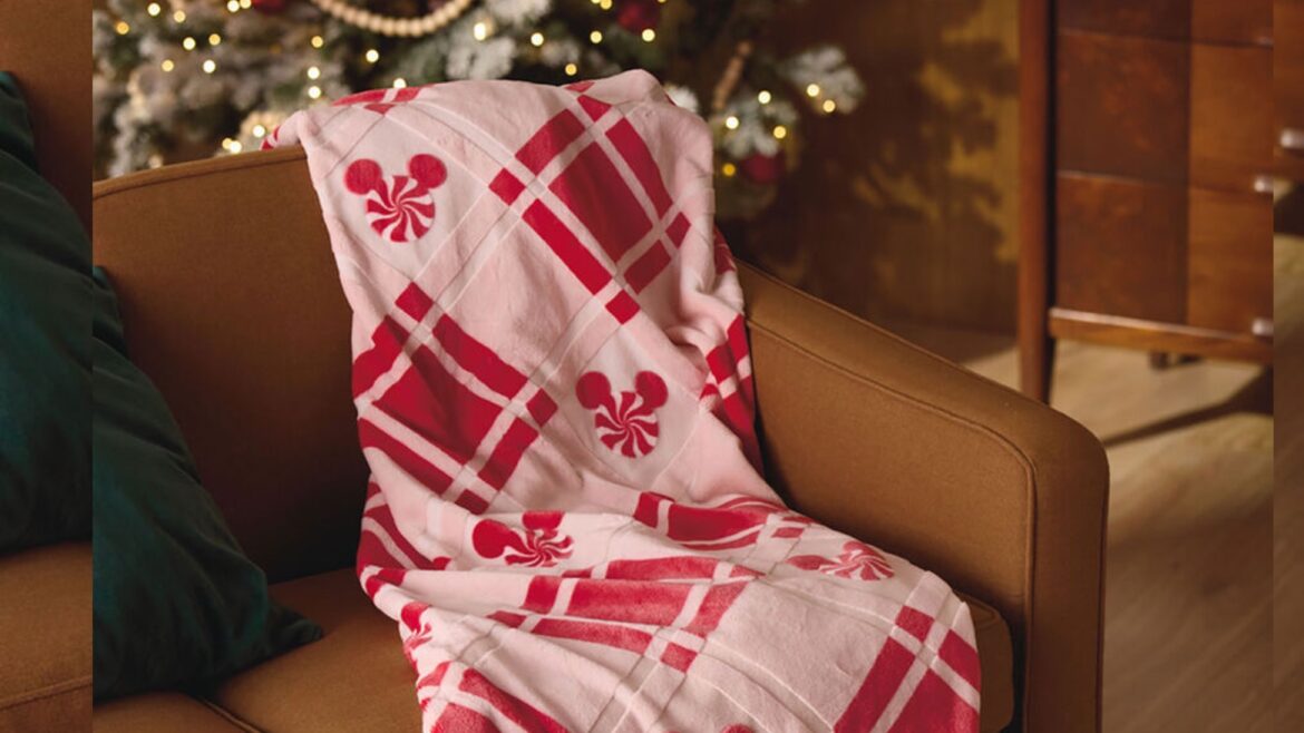 Mickey Mouse Ears Peppermint Plaid Throw Blanket: A Cozy and Whimsical Holiday Addition!