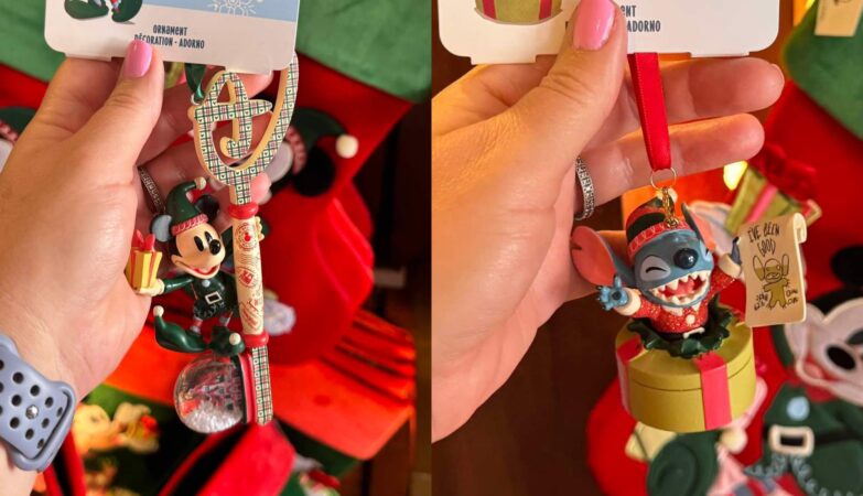 Stitch and Mickey Christmas Ornaments