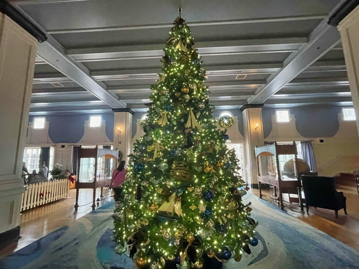 Disney’s Yacht Club Decorated for the Holidays Including Holiday Train Display