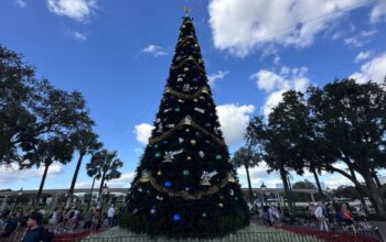 Christmas Decoations and Christmas Tree Up Now in EPCOT 1