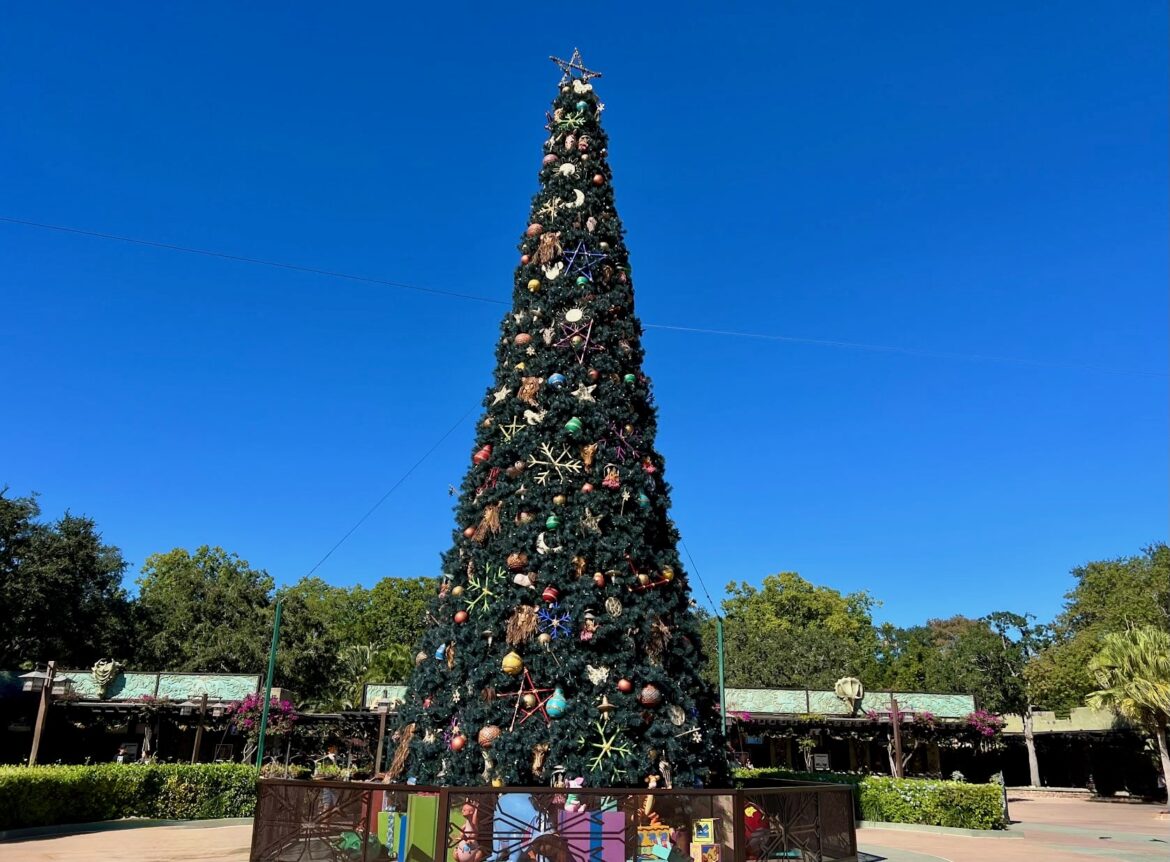 Disney’s Animal Kingdom Decorated for the Holidays with Festive Christmas Tree