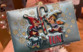 Chip and Dale Holiday Postcard Glass Sketchbook Ornament