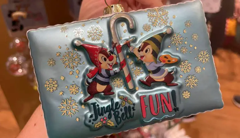 Chip and Dale Holiday Postcard Glass Sketchbook Ornament