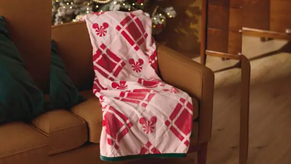 Mickey Mouse Ears Peppermint Plaid Throw Blanket