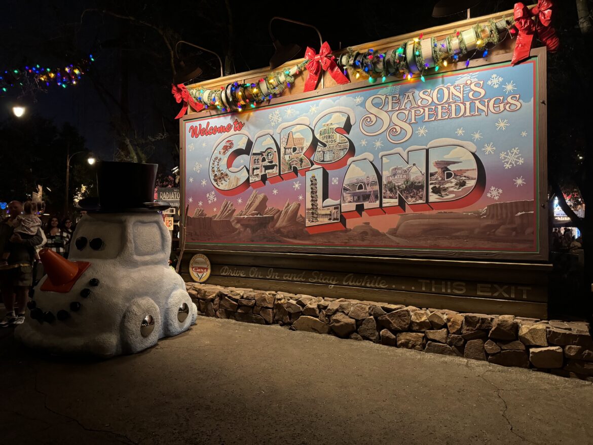 Cars Land Decorated for Holidays 2024 at California Adventure