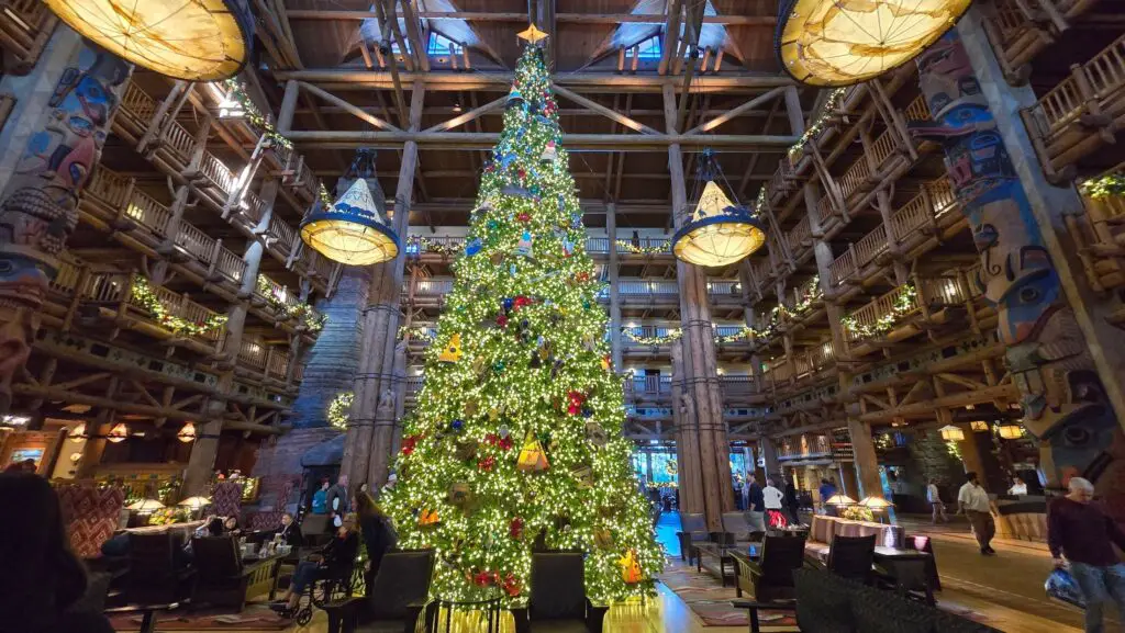 Massive Christmas Tree Goes Up at Disney's Wilderness Lodge 1