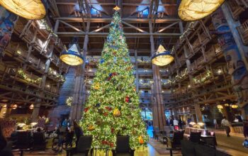 Massive Christmas Tree Goes Up at Disney's Wilderness Lodge 1