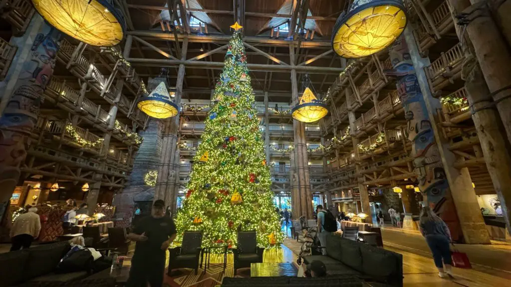 Massive Christmas Tree Goes Up at Disney's Wilderness Lodge 3