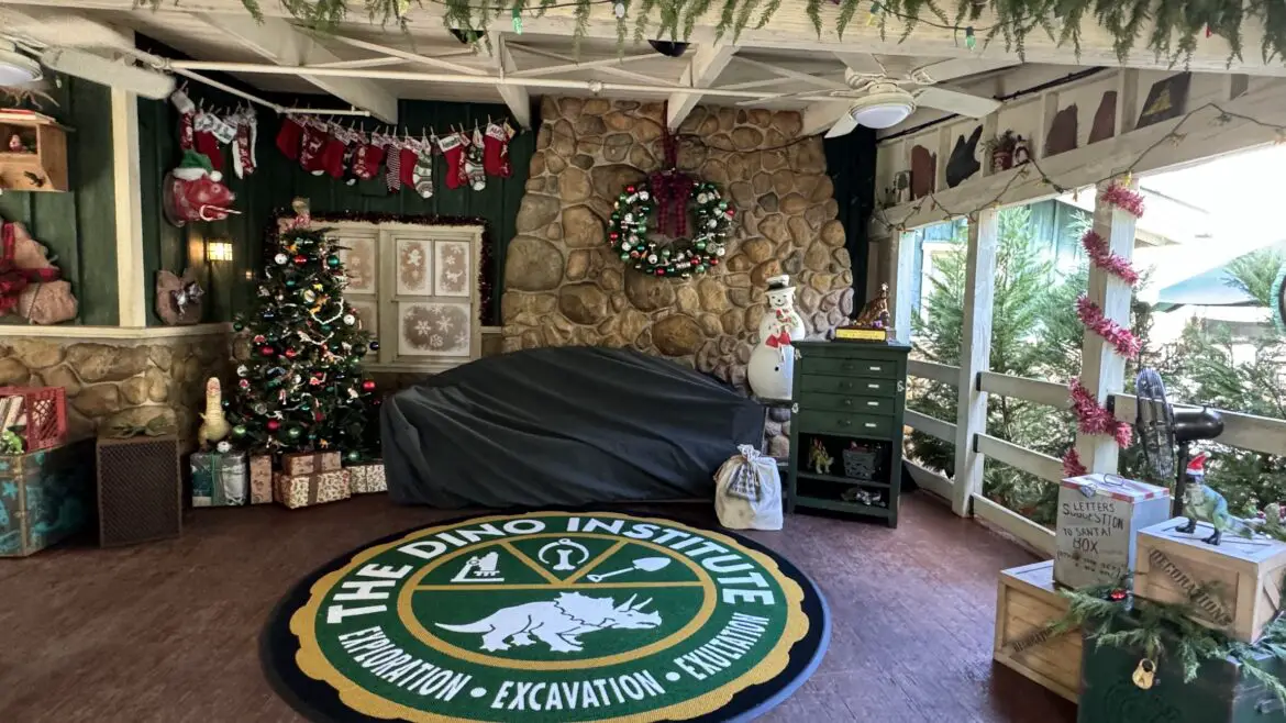 Santa Claus Meet and Greet Decorations Installed at DinoLand in Disney’s Animal Kingdom