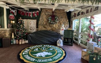 Santa Claus Meet and Greet Decorations Installed at DinoLand in Disney’s Animal Kingdom cover