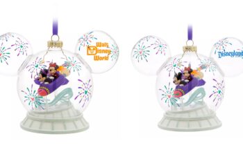 Mickey and Minnie Space Mountain Glass Ball Ornament