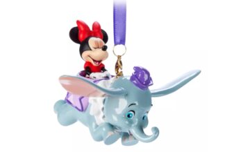 Minnie Mouse on Dumbo the Flying Elephant Sketchbook Ornament