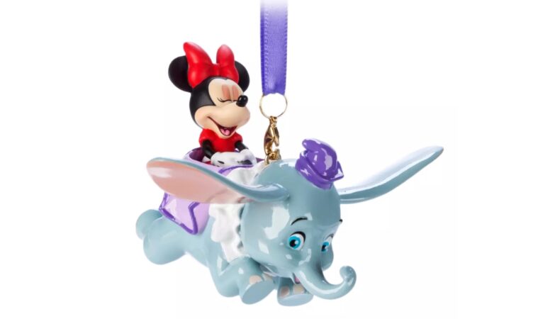 Minnie Mouse on Dumbo the Flying Elephant Sketchbook Ornament