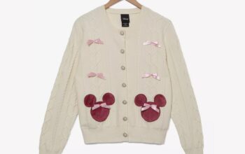 Minnie Mouse Bow Heart Knit Cardigan