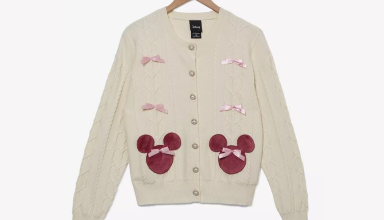 Minnie Mouse Bow Heart Knit Cardigan