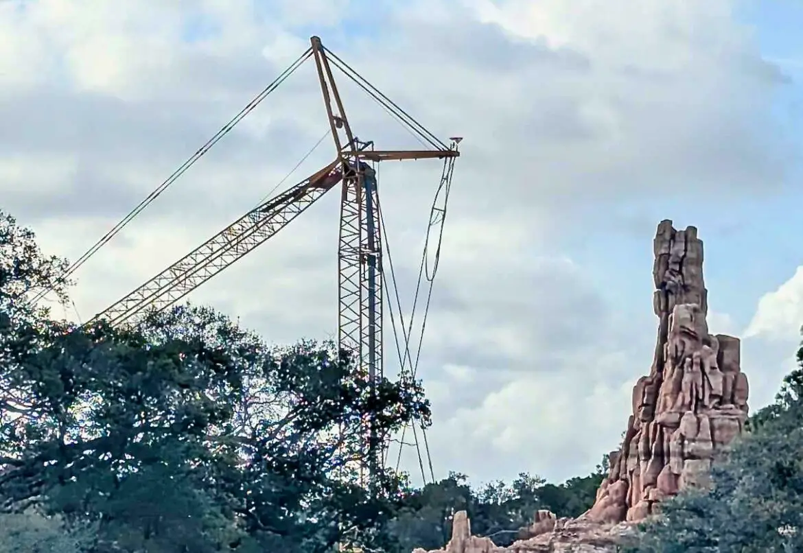 Large Crane Visible Behind Big Thunder Mountain Railroad at Walt Disney World