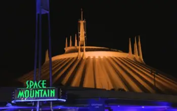 Space Mountain Illuminated in Gold for 50th Anniversary