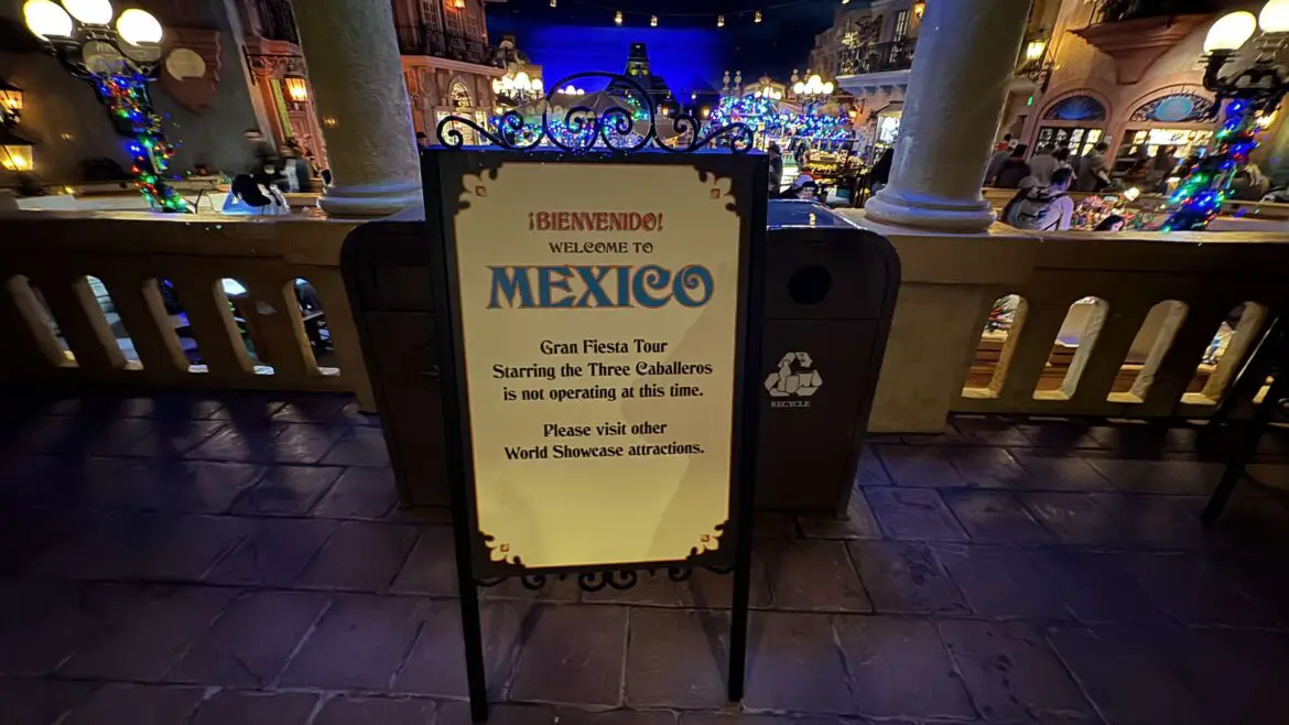 Gran Fiesta Tour at EPCOT Drained of Water and Closed for Refurbishment