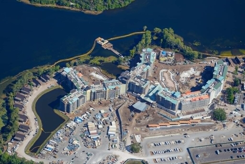 New Aerial Photos Show Construction Progress at Disney Lakeshore Lodge