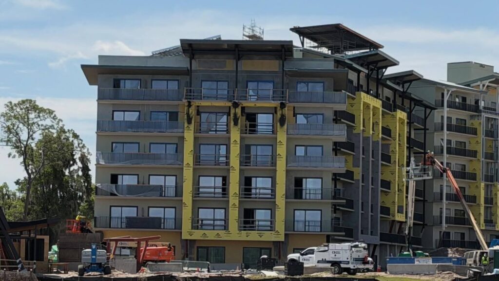 New Construction Photos Show Progress at Disney Lakeshore Lodge from Bay Lake