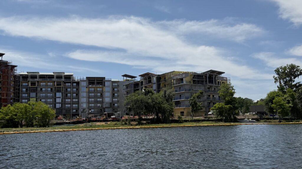 New Construction Photos Show Progress at Disney Lakeshore Lodge from Bay Lake