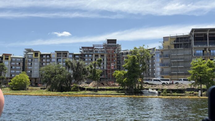 New Construction Photos Show Progress at Disney Lakeshore Lodge from Bay Lake