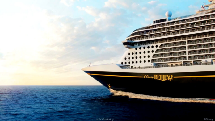 Disney Believe cruise ship bow artist rendering sailing at sea