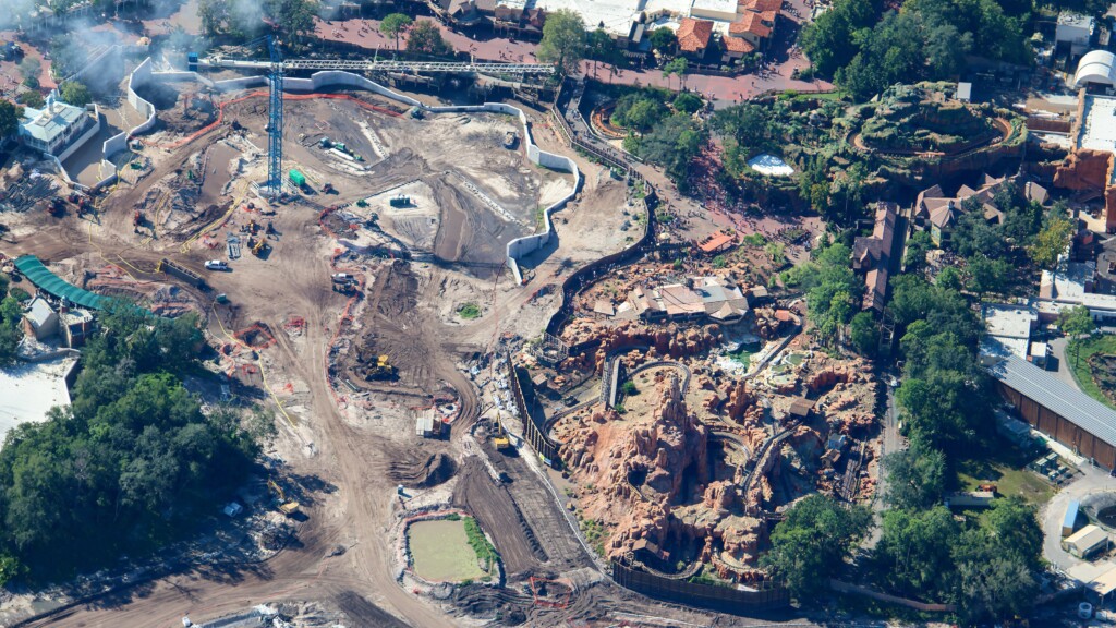 Latest Aerial Developments Across the Massive Magic Kingdom Expansion for Piston Peak and Villains Land