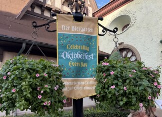 New Oktoberfest Themed Banners Installed at Biergarten Restaurant in EPCOT