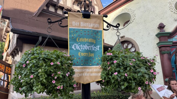 New Oktoberfest Themed Banners Installed at Biergarten Restaurant in EPCOT New Oktoberfest Themed Banners Installed at Biergarten Restaurant in EPCOT
